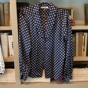 FRAME silk shawl collar printed blouse size L